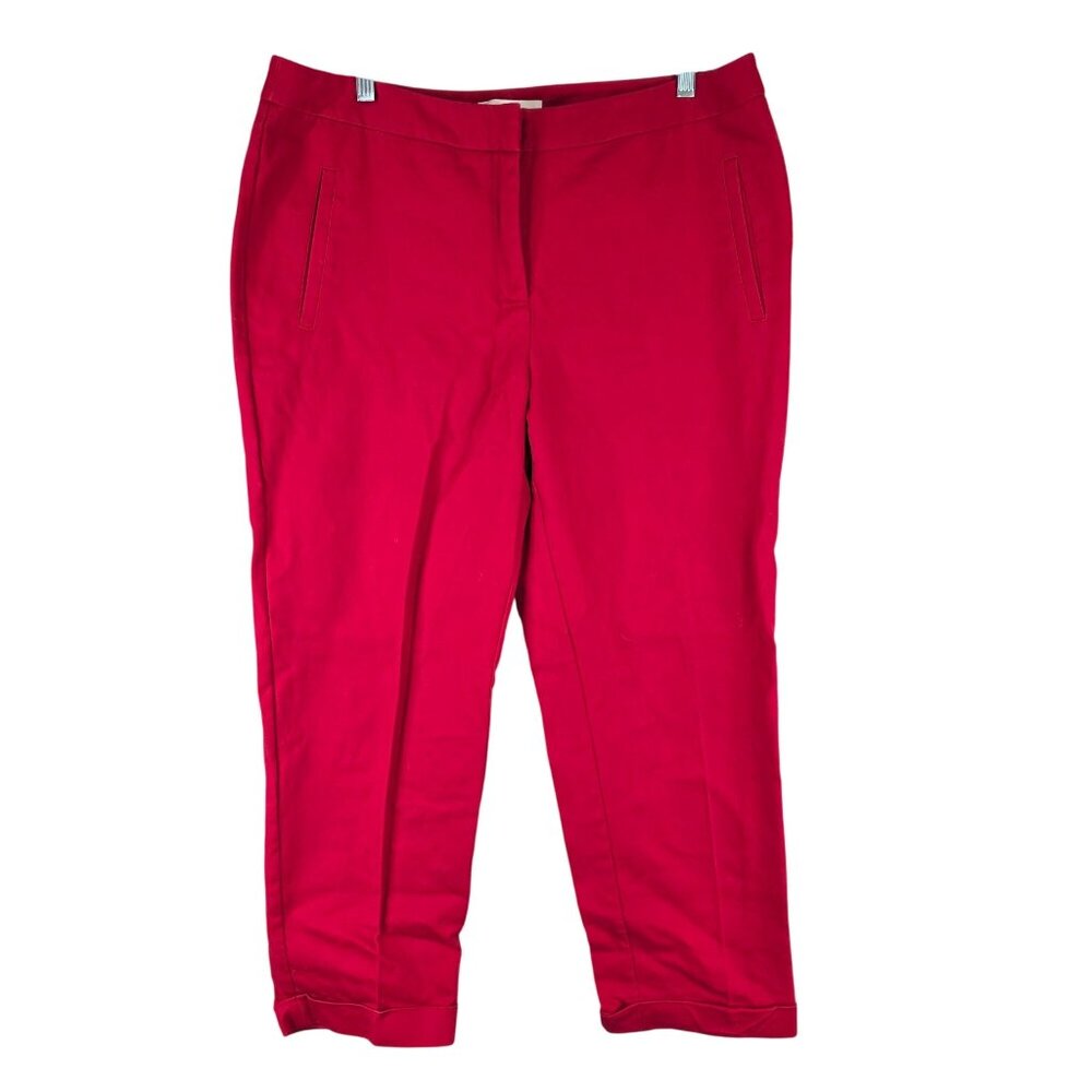 Womens Chicos Red Slim Leg Ankle Pants Cotton Blend Stretch Flat Front Size 2.5